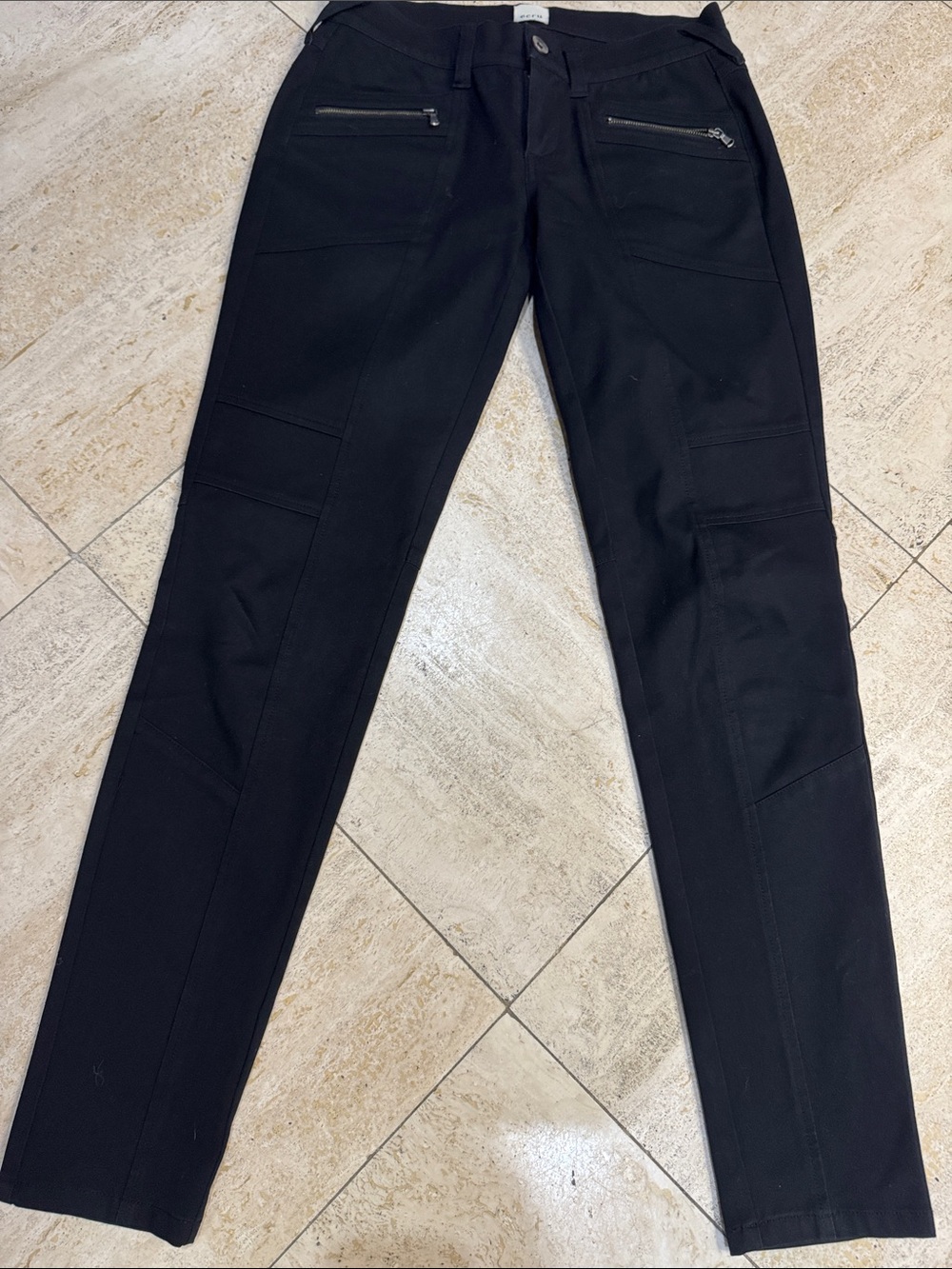 ecru Black Classic Button-Front Pants